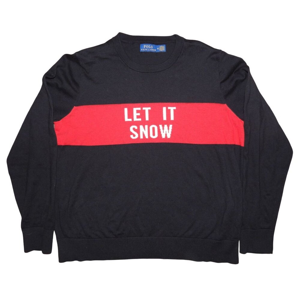 Polo Ralph Lauren Navy Let it Snow Cotton Crew Neck Sweater Women's Medium